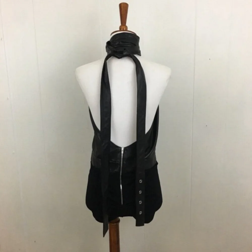 Magda Butrym Black Leather Wrap Halter Bodysuit 8 - Picture 9 of 13